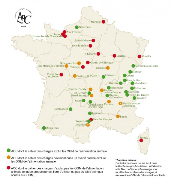 Carte des AOC concernées - Source Greenpeace